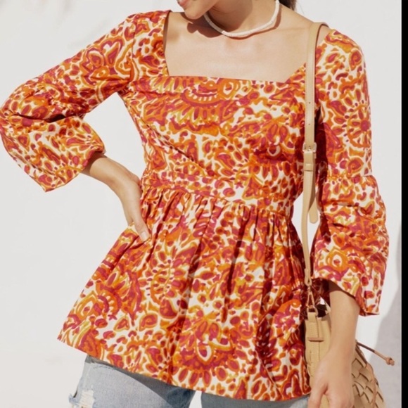Anthropologie Tops - Anthropologie Floral Tie Back Blouse